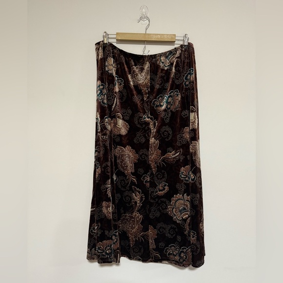 Coldwater Creek Brown Velvet Midi Skirt Size 1X Fairy Whimsigoth - Picture 1 of 6